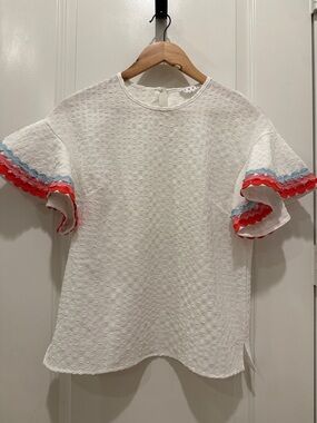 THML White Textured Short Sleeve Top